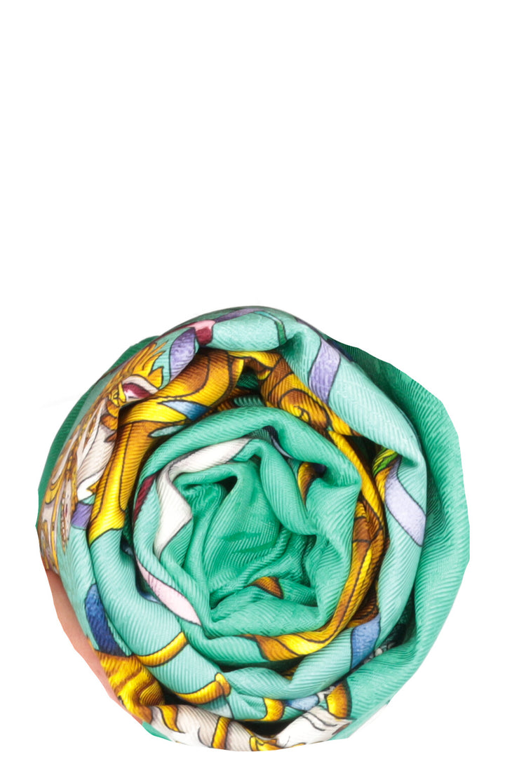 HERMÈS 20th Century Luna Park Carré 90 Silk Green