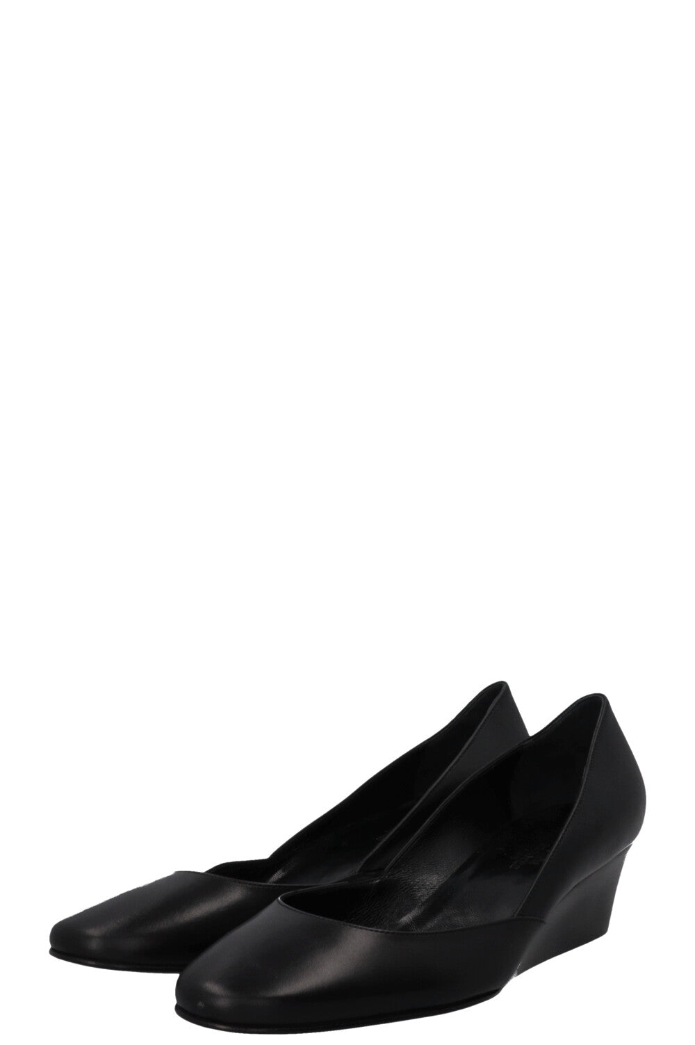 HERMÈS Ballet Wedge Heels Leather Black