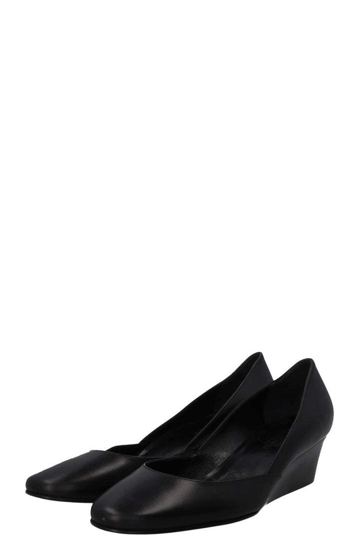 HERMÈS Ballet Wedge Heels Leather Black