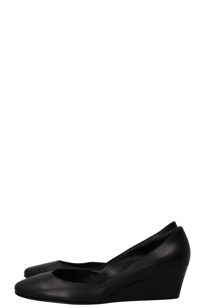 HERMÈS Ballet Wedge Heels Leather Black