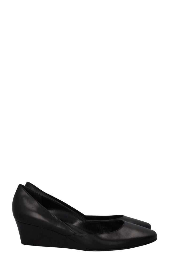 HERMÈS Ballet Wedge Heels Leather Black