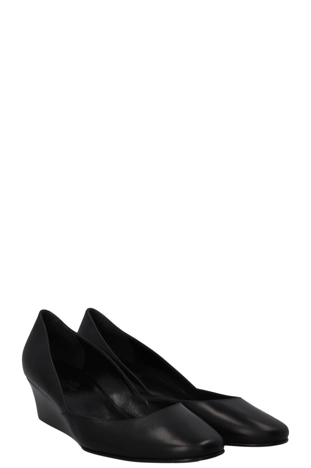 HERMÈS Ballet Wedge Heels Leather Black