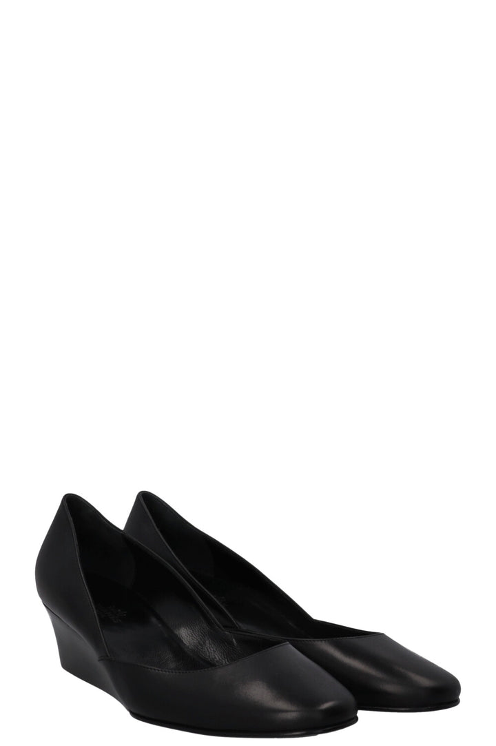 HERMÈS Ballet Wedge Heels Leather Black