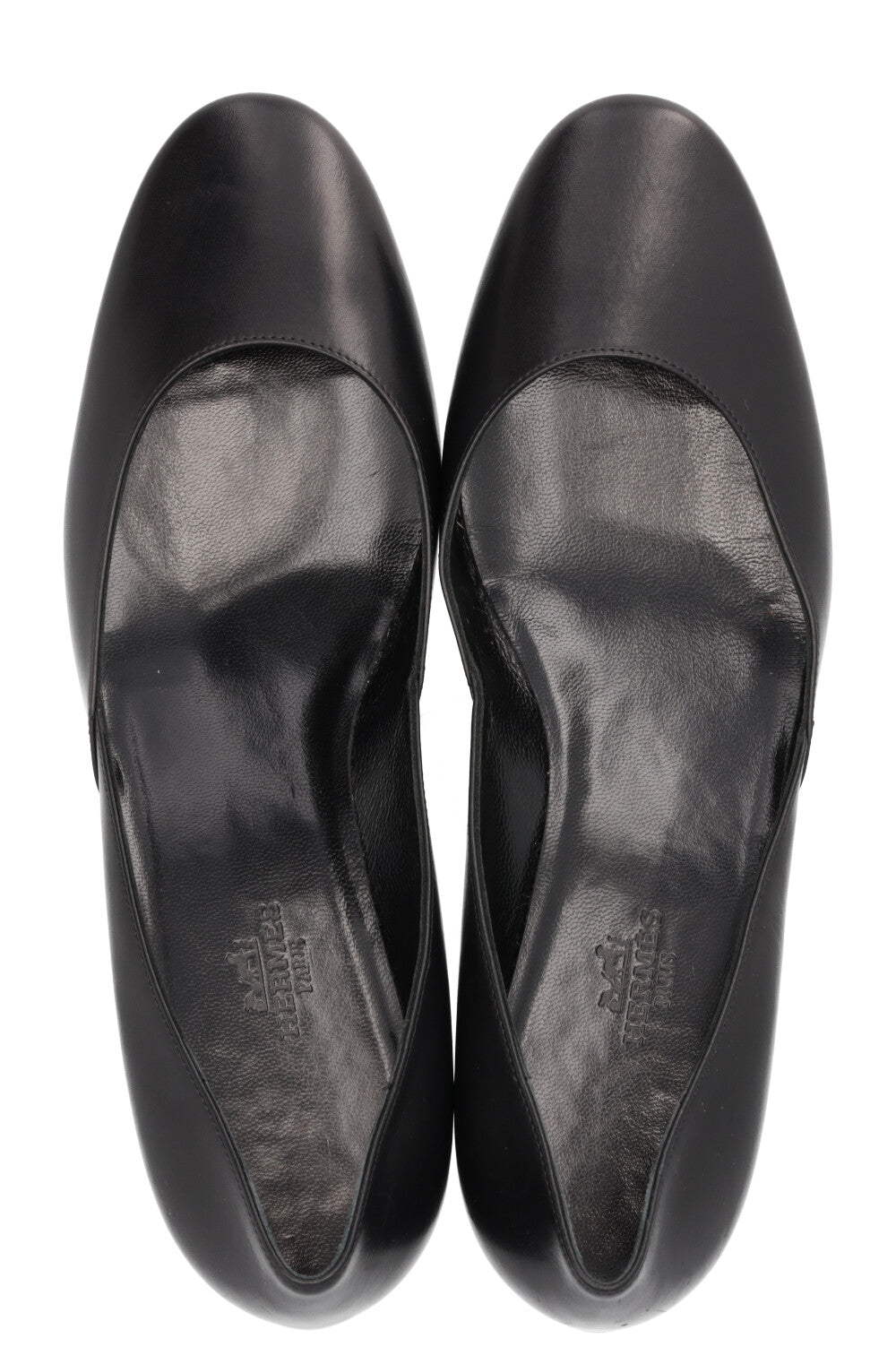 HERMÈS Ballet Wedge Heels Leather Black