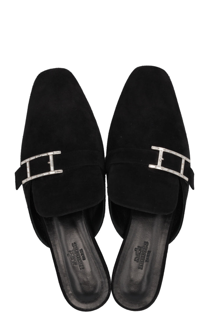 Mules HERMÈS Beauty en daim noir