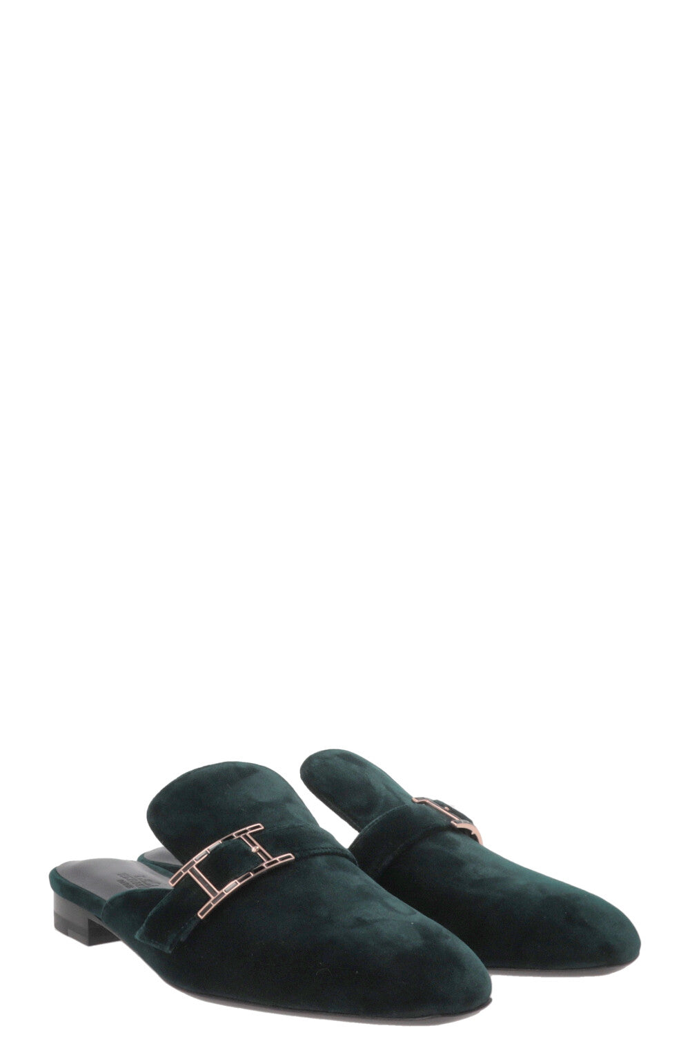 HERMÈS Beauty Mules Velvet Green