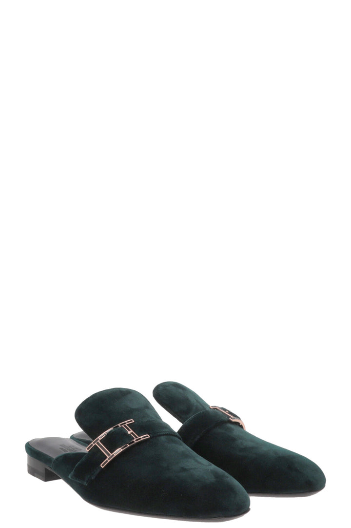 HERMÈS Beauty Mules Velvet Green