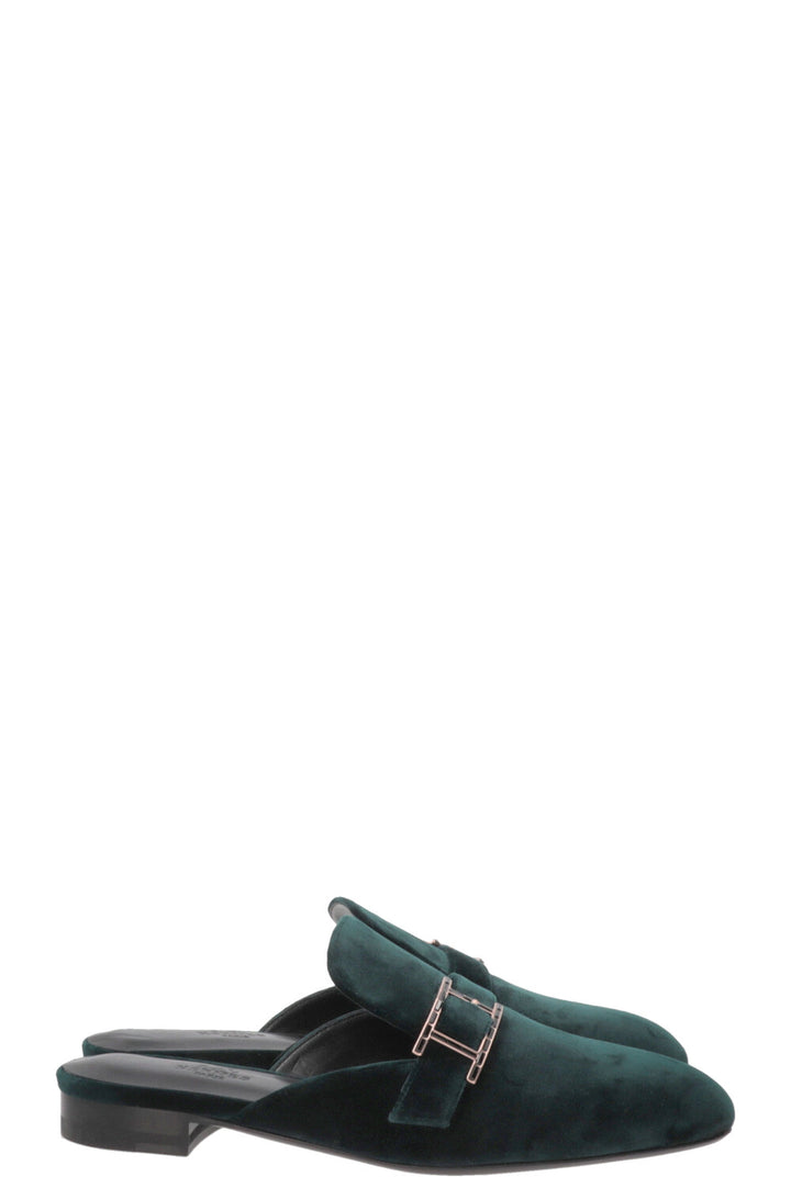 HERMÈS Beauty Mules Velvet Green