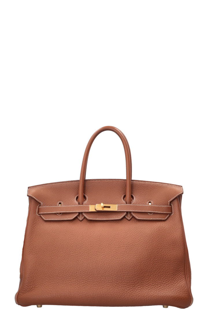 HERMÈS Birkin 35 Retourné en cuir Clémence, bijoux or