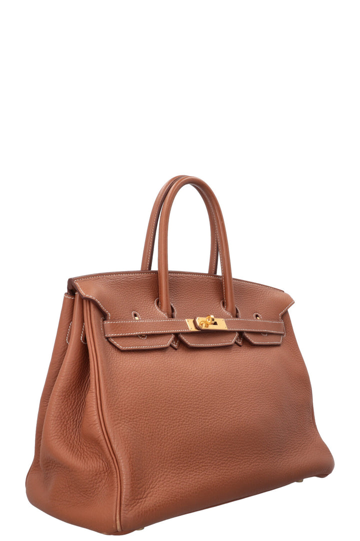 HERMÈS Birkin 35 Retourné en cuir Clémence, bijoux or