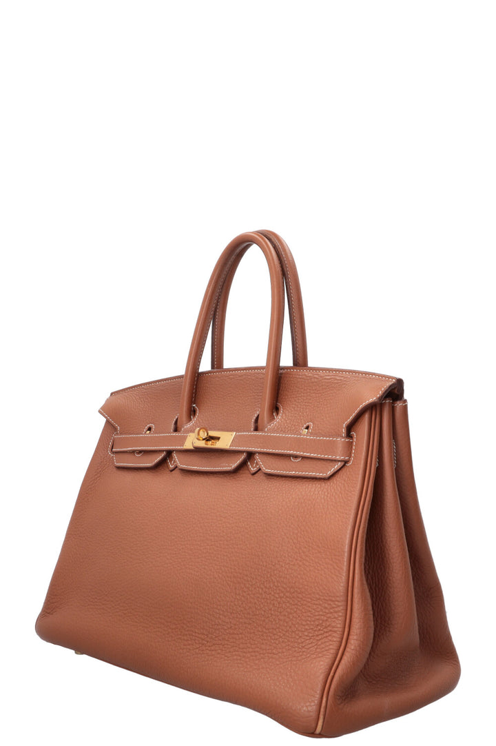 HERMÈS Birkin 35 Retourné en cuir Clémence, bijoux or
