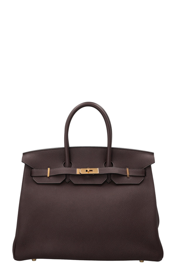 HERMÈS Birkin 35 Retourne Togo Chocolate Gold