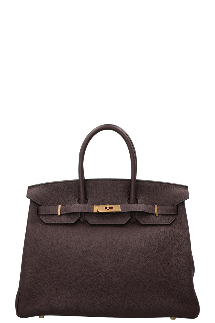 HERMÈS Birkin 35 Retourne Togo Chocolate Gold