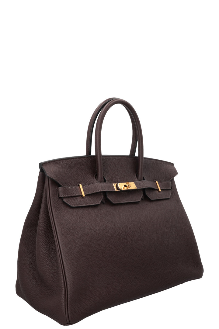 HERMÈS Birkin 35 Retourne Togo Chocolate Gold