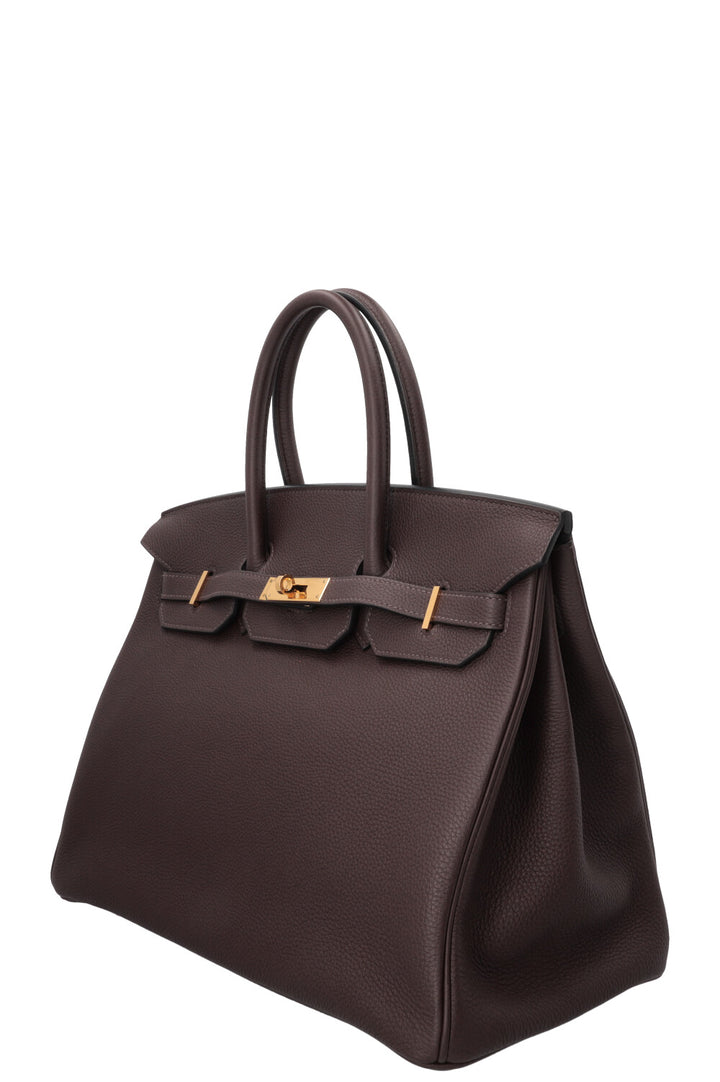 HERMÈS Birkin 35 Retourne Togo Chocolate Gold