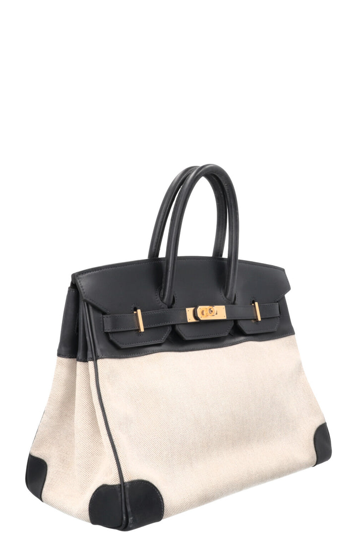 HERMÈS Birkin 35 Toile H Barenia Bleu Marine