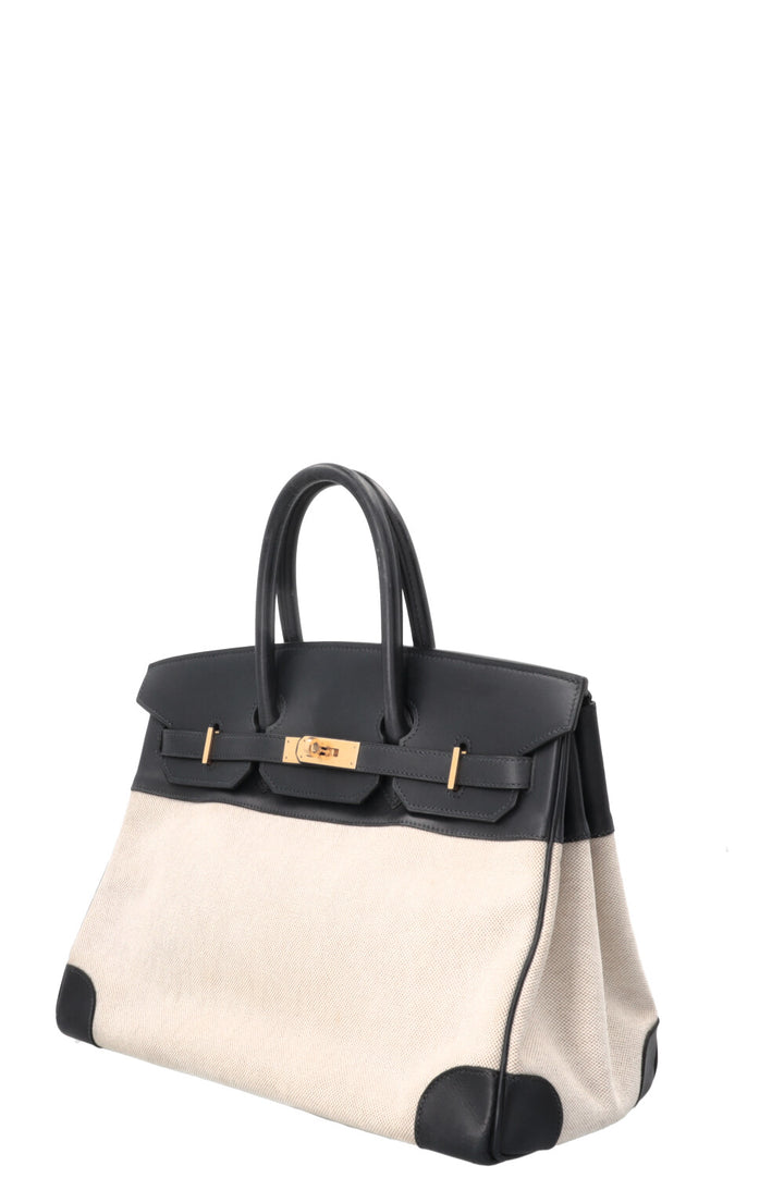 HERMÈS Birkin 35 Toile H Barenia Bleu Marine