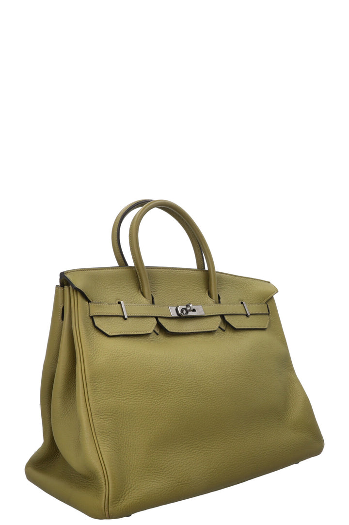 HERMÈS Birkin 40 Clemence Leather Vert Chartreuse
