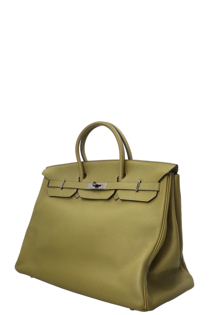 HERMÈS Birkin 40 Clemence Leather Vert Chartreuse