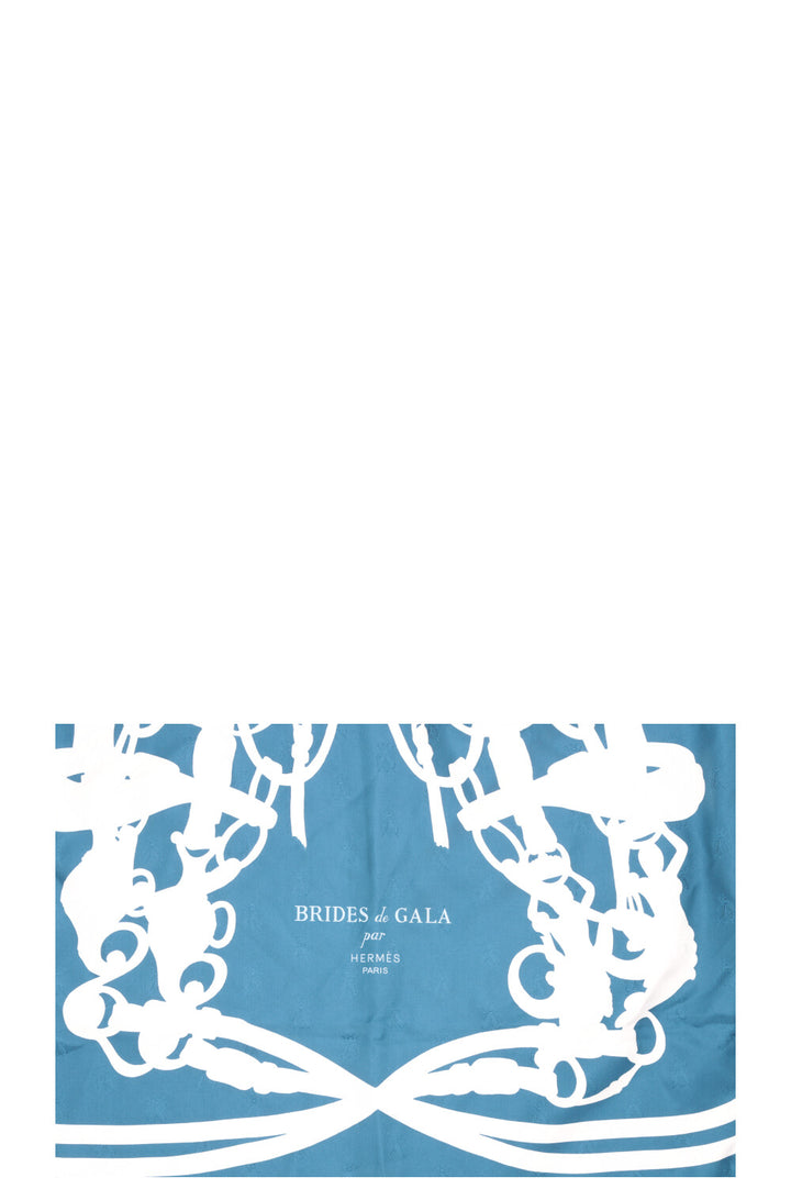 HERMÈS Brides De Gala Double Face Carré 90 Silk Blue