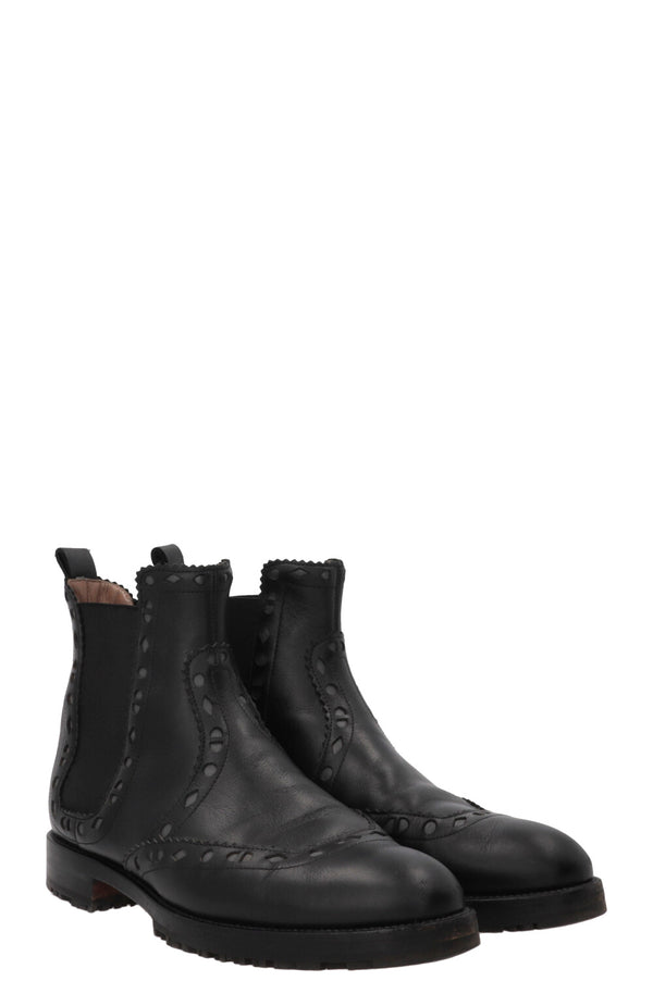 HERMÈS Brighton Brogue Chelsea Boots Cuir Noir