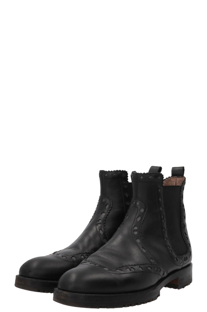 HERMÈS Brighton Brogue Chelsea Boots Leather Black