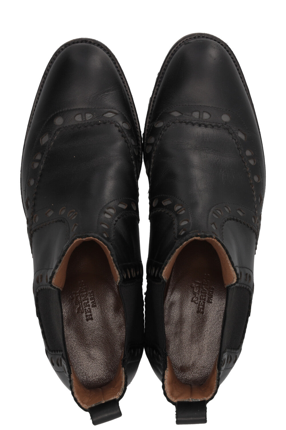 HERMÈS Brighton Brogue Chelsea Boots Leather Black