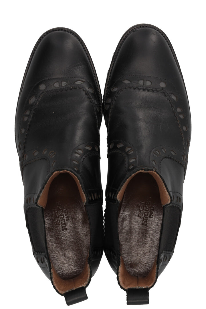 HERMÈS Brighton Brogue Chelsea Boots Leather Black