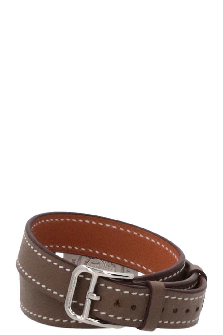 Montre HERMÈS Cape Cod Double Tour 31 Acier Inoxydable Diamants Étoupe
