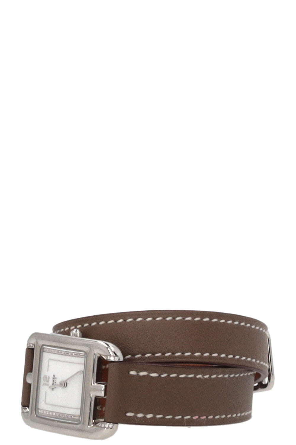 Montre HERMÈS Cape Cod Double Tour 31 Acier Inoxydable Diamants Étoupe