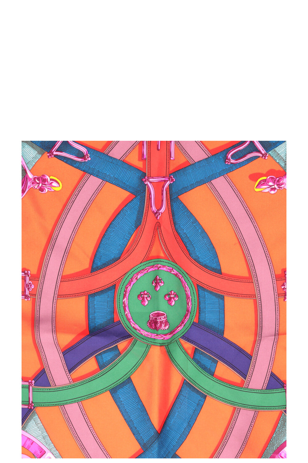HERMÈS Cavalcadour Carré 90 Soie Lilas Orange