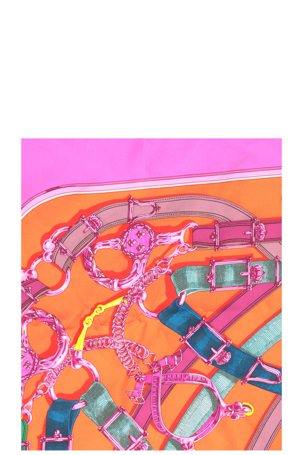 HERMÈS Cavalcadour Carré 90 Soie Lilas Orange