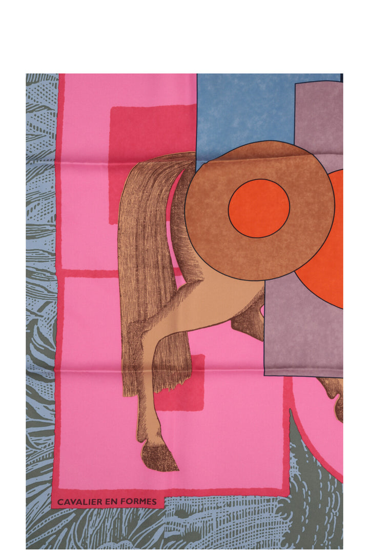 HERMÈS Cavalier En Formes 90 Carré Silk Multicolor