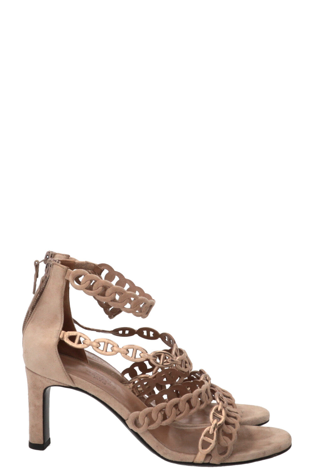 HERMÈS Chaine D'Ancre Heels Suede Beige