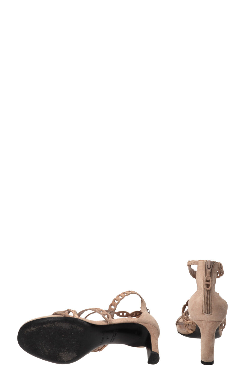 HERMÈS Chaine D'Ancre Heels Suede Beige