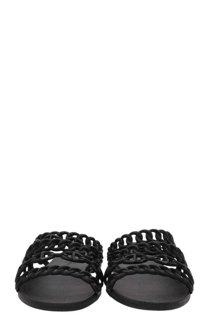 HERMÈS Chaine D'Ancre Slides Rubber Black