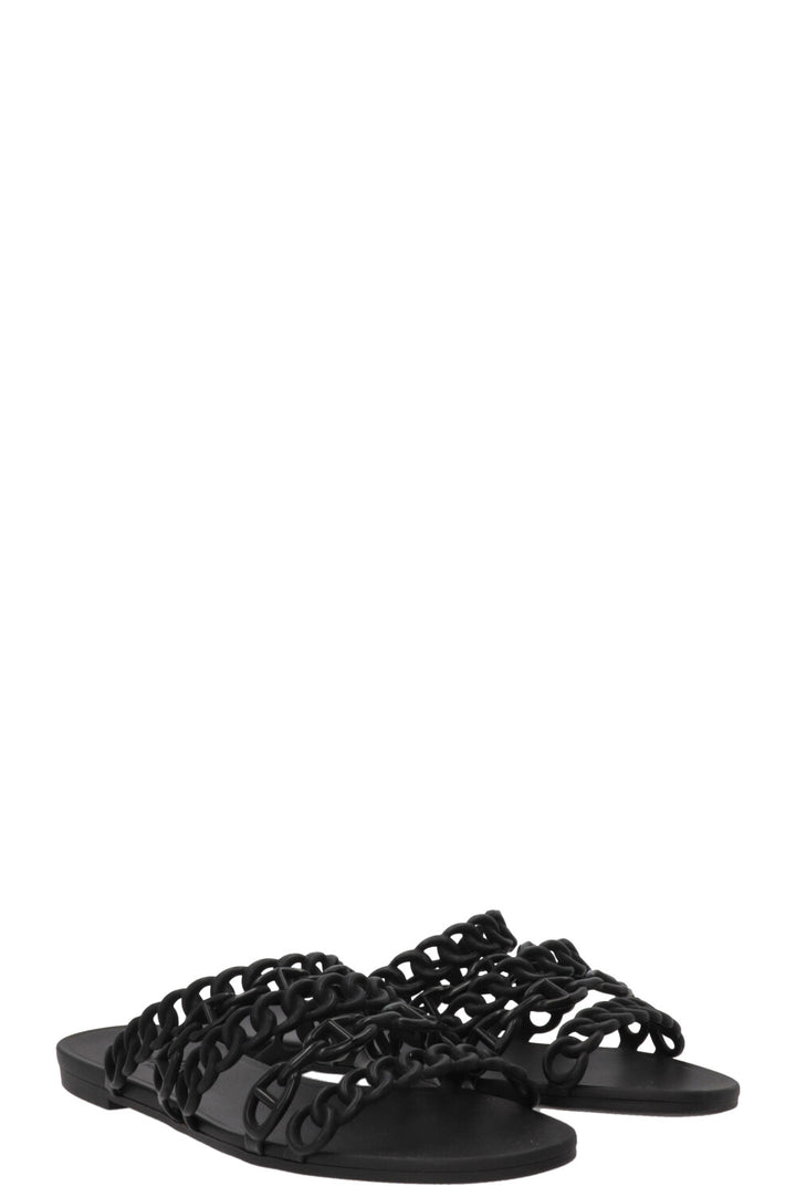 HERMÈS Chaine D'Ancre Slides Rubber Black