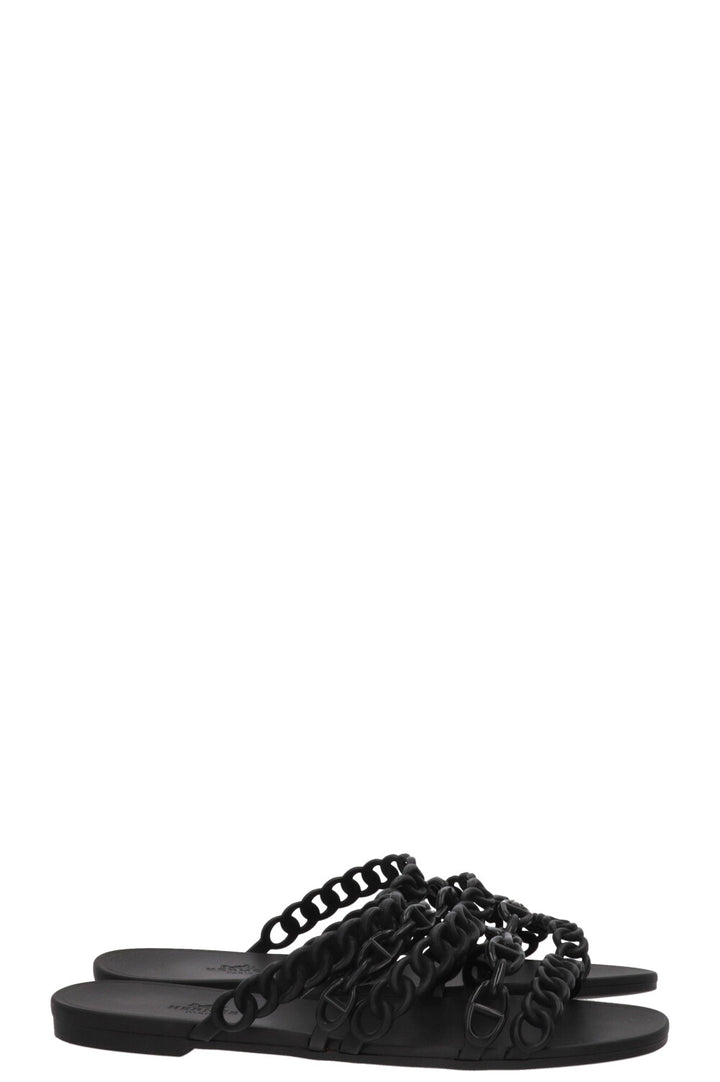 HERMÈS Chaine D'Ancre Slides Rubber Black
