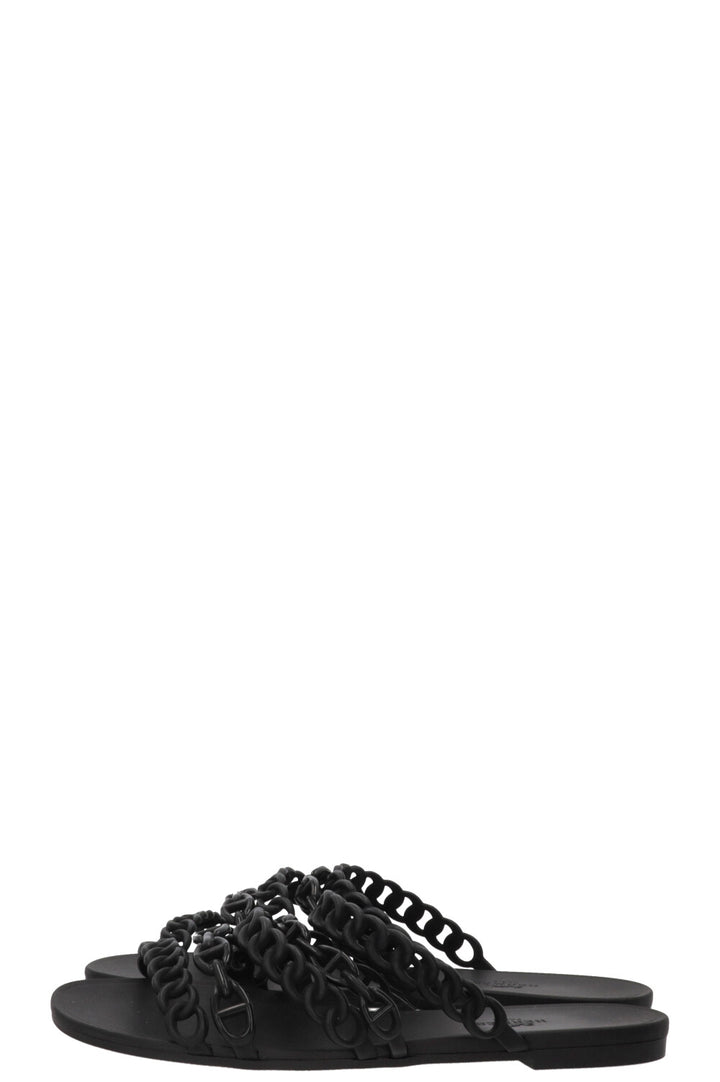 HERMÈS Chaine D'Ancre Slides Rubber Black