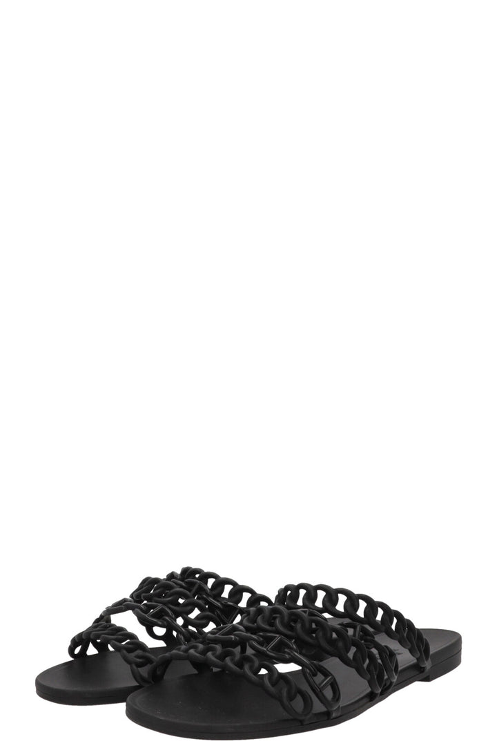 HERMÈS Chaine D'Ancre Slides Rubber Black
