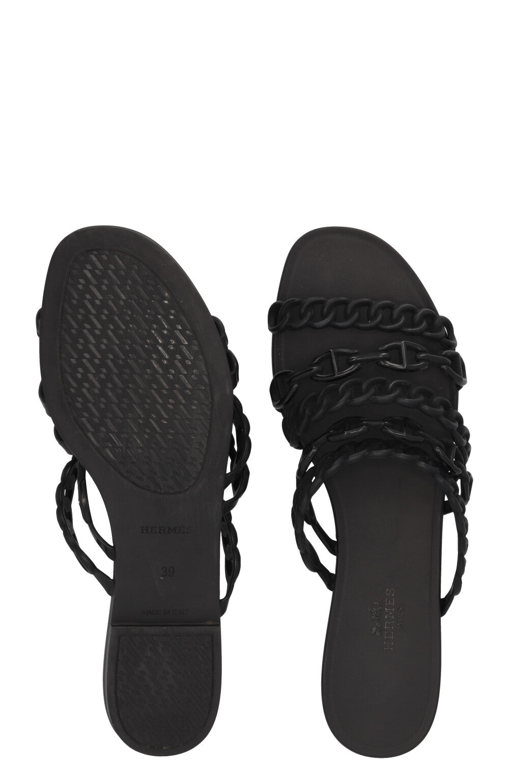 HERMÈS Chaine D'Ancre Slides Rubber Black