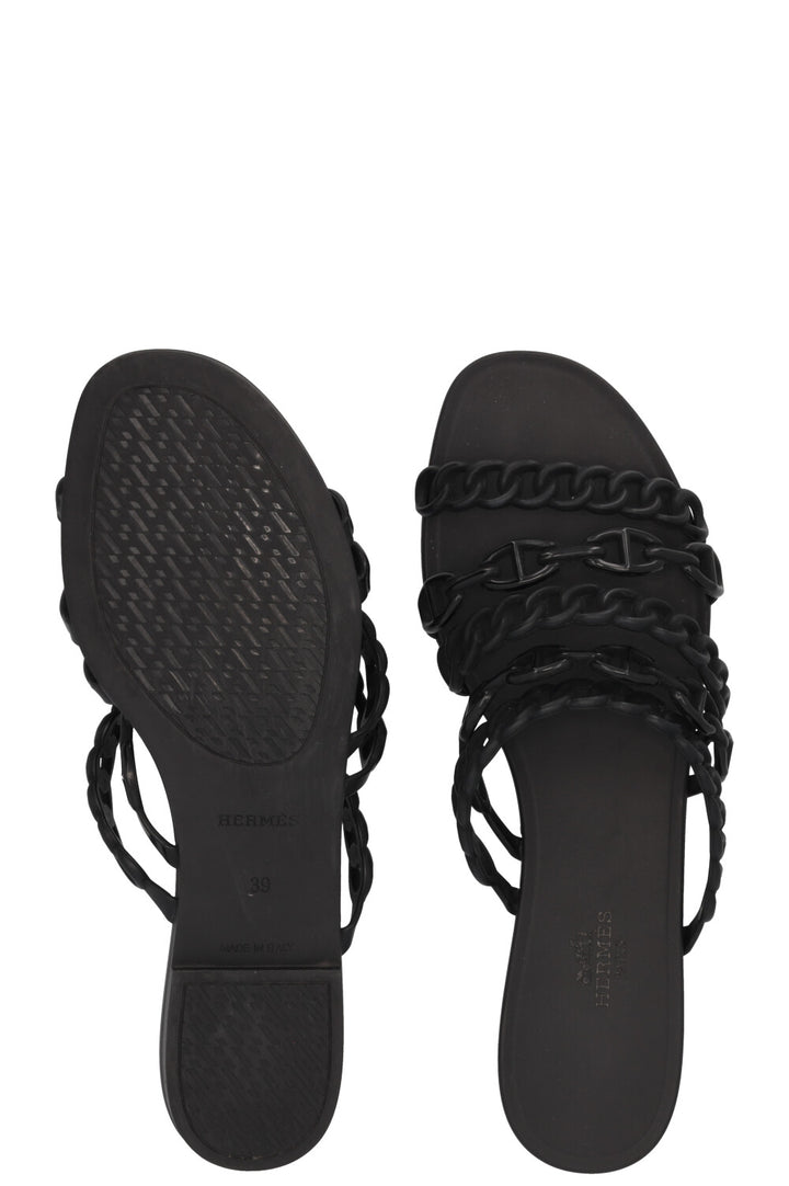 HERMÈS Chaine D'Ancre Slides Rubber Black