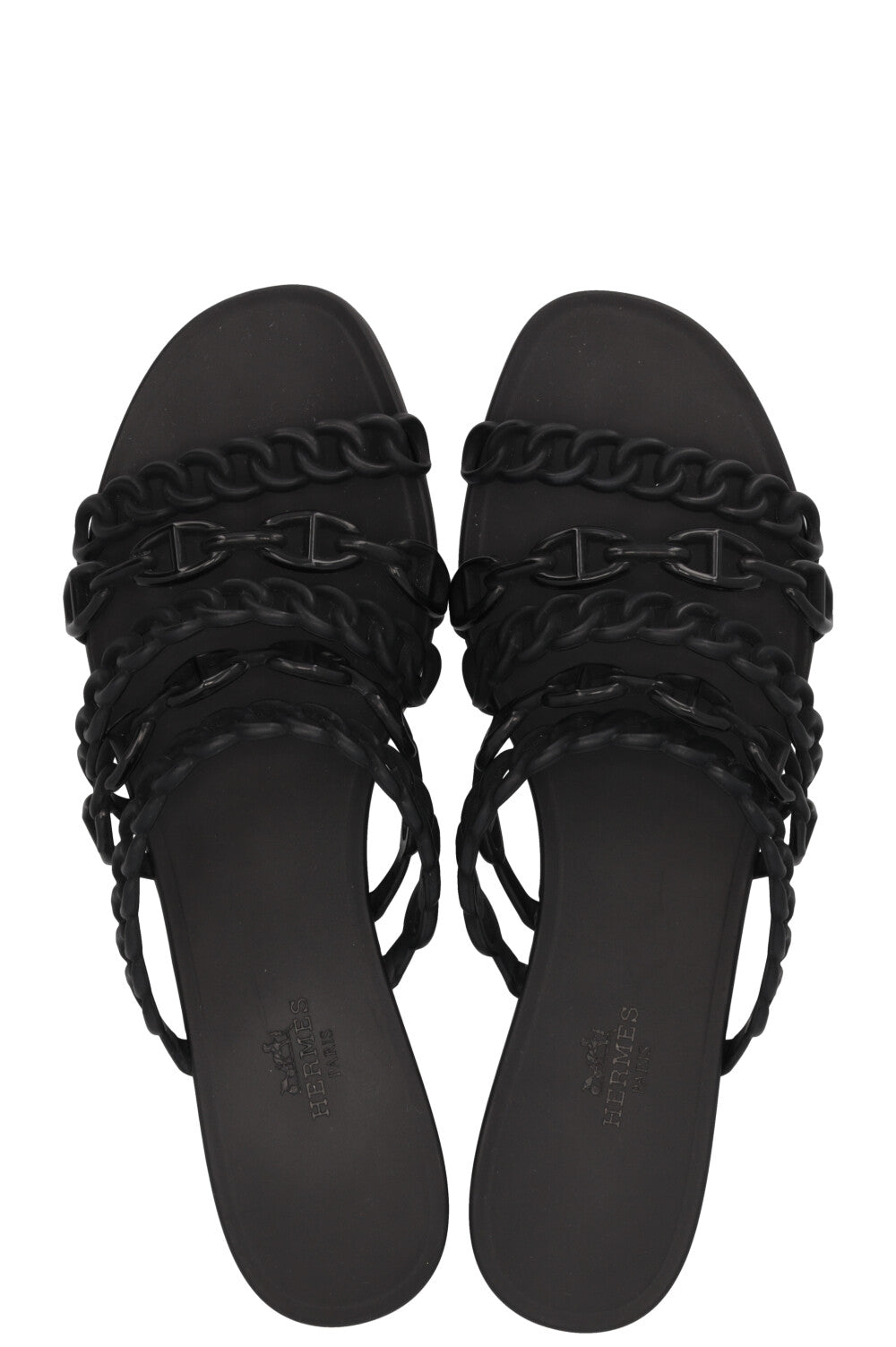 HERMÈS Chaine D'Ancre Slides Rubber Black