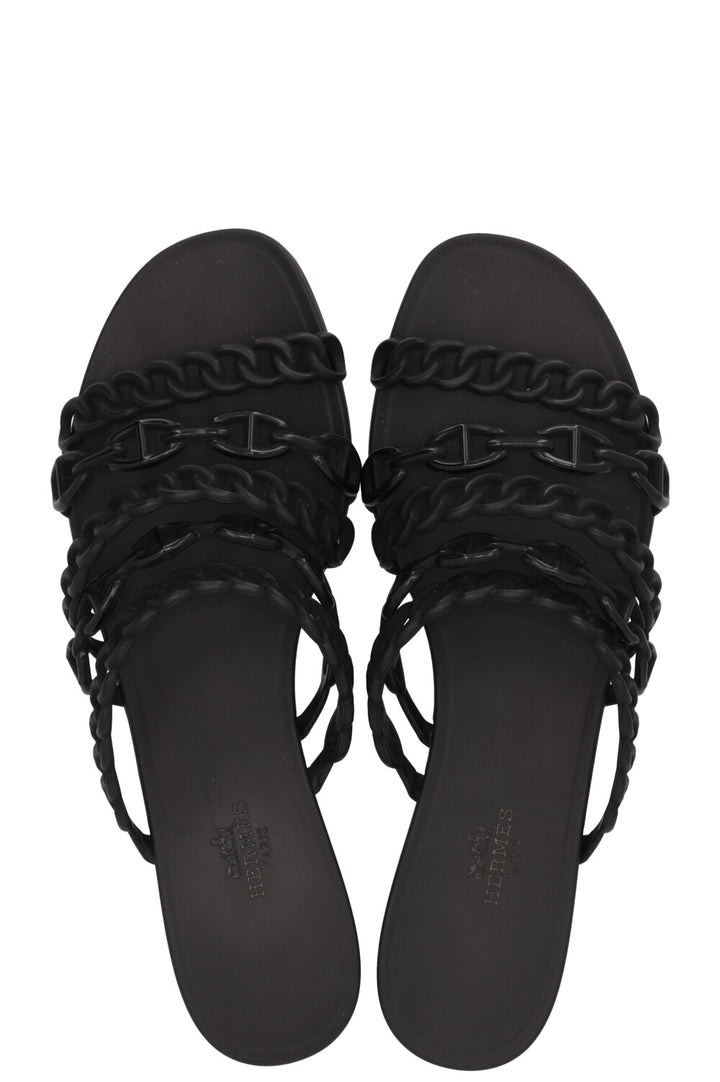 HERMÈS Chaine D'Ancre Slides Rubber Black