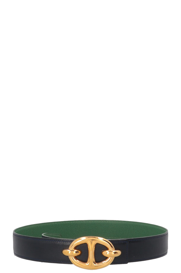 HERMÈS Chaine d'Ancre Reversible Belt Swift Navy Green