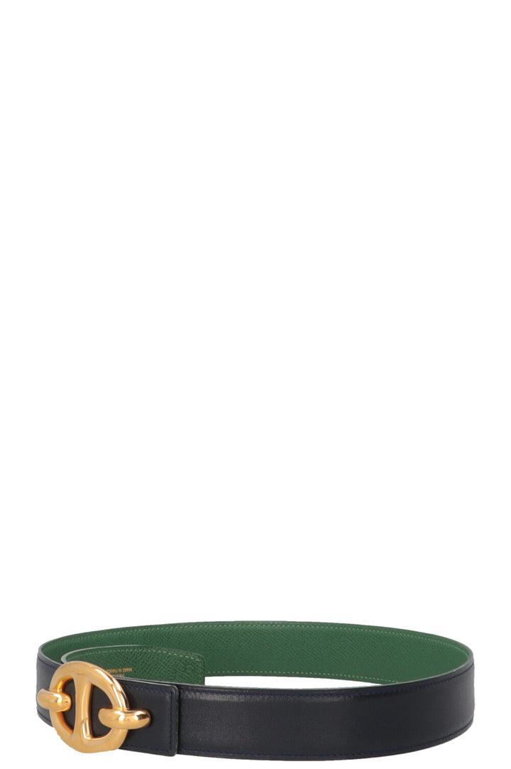 HERMÈS Chaine d'Ancre Reversible Belt Swift Navy Green