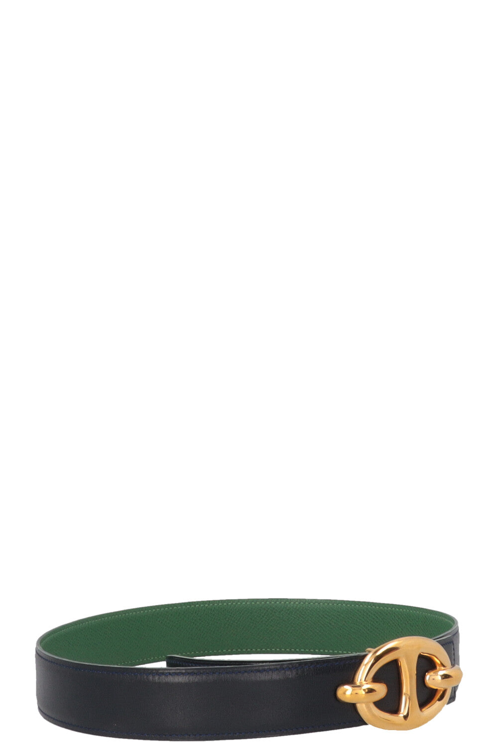 HERMÈS Chaine d'Ancre Reversible Belt Swift Navy Green