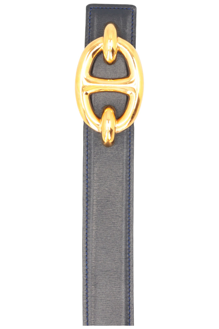 HERMÈS Chaine d'Ancre Reversible Belt Swift Navy Green