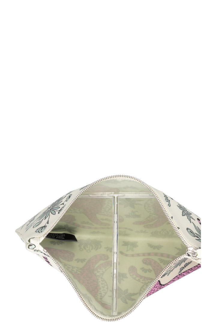 HERMÈS Cheetah Print Pocket Pouch Silk Green Pink