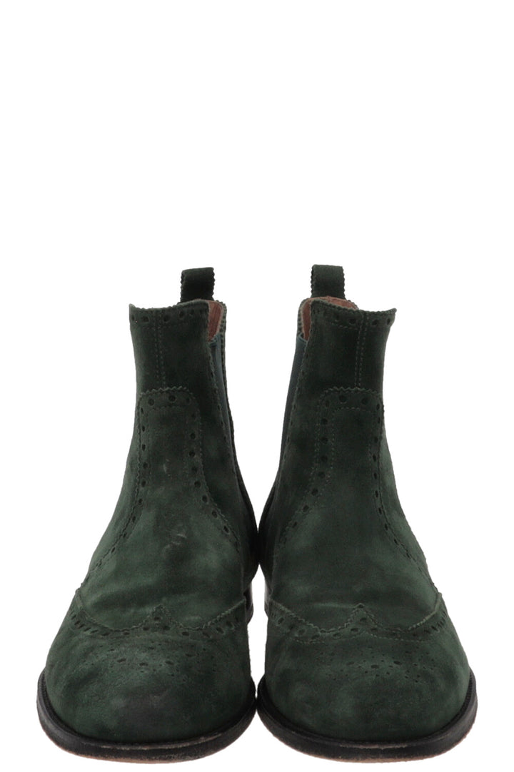 HERMÈS Chelsea Brighton Ankle Boots Suede Green